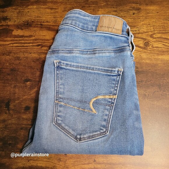 American Eagle 4 R Jegging Next Level Stretch Hi Rise Medium Light Wash Denim - Picture 3 of 12